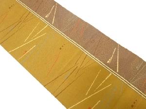 縞に幾何学模様織り出し名古屋帯